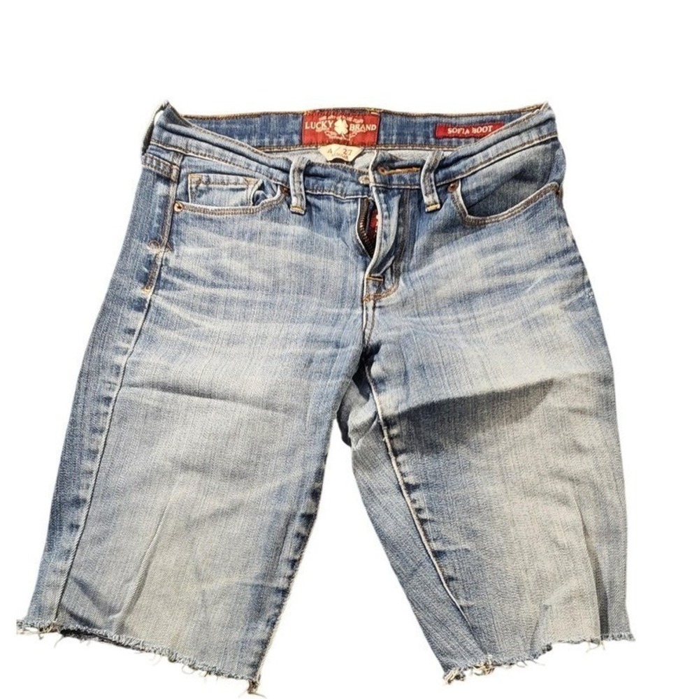 Lucky Brand‎ Sofia Boot Cutoff Shorts Womens 4 27 Blue Denim Raw Hem Frayed